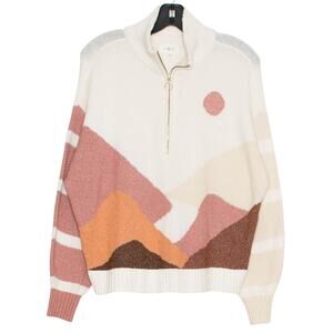 Lou & Grey Sweater 1/2 Zip Scene Y2K Abstract Indie Cottage Retro Artsy Medium